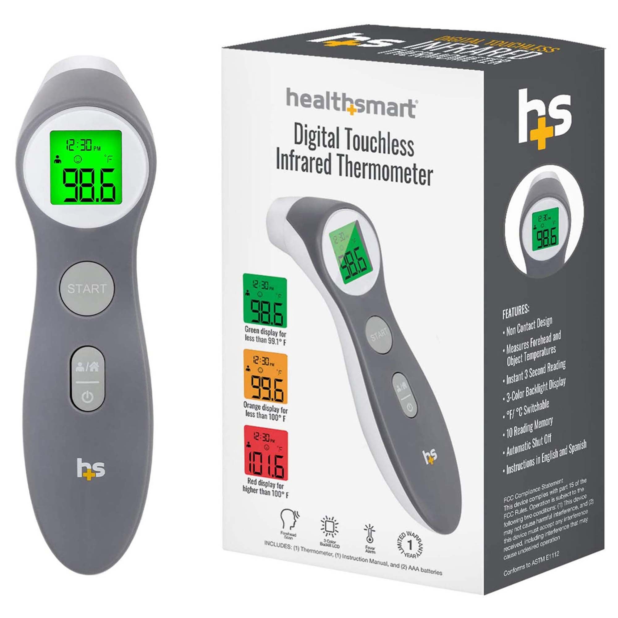 HealthSmart® Non-Contact Instant Read Infrared Digital Forehead Thermometer