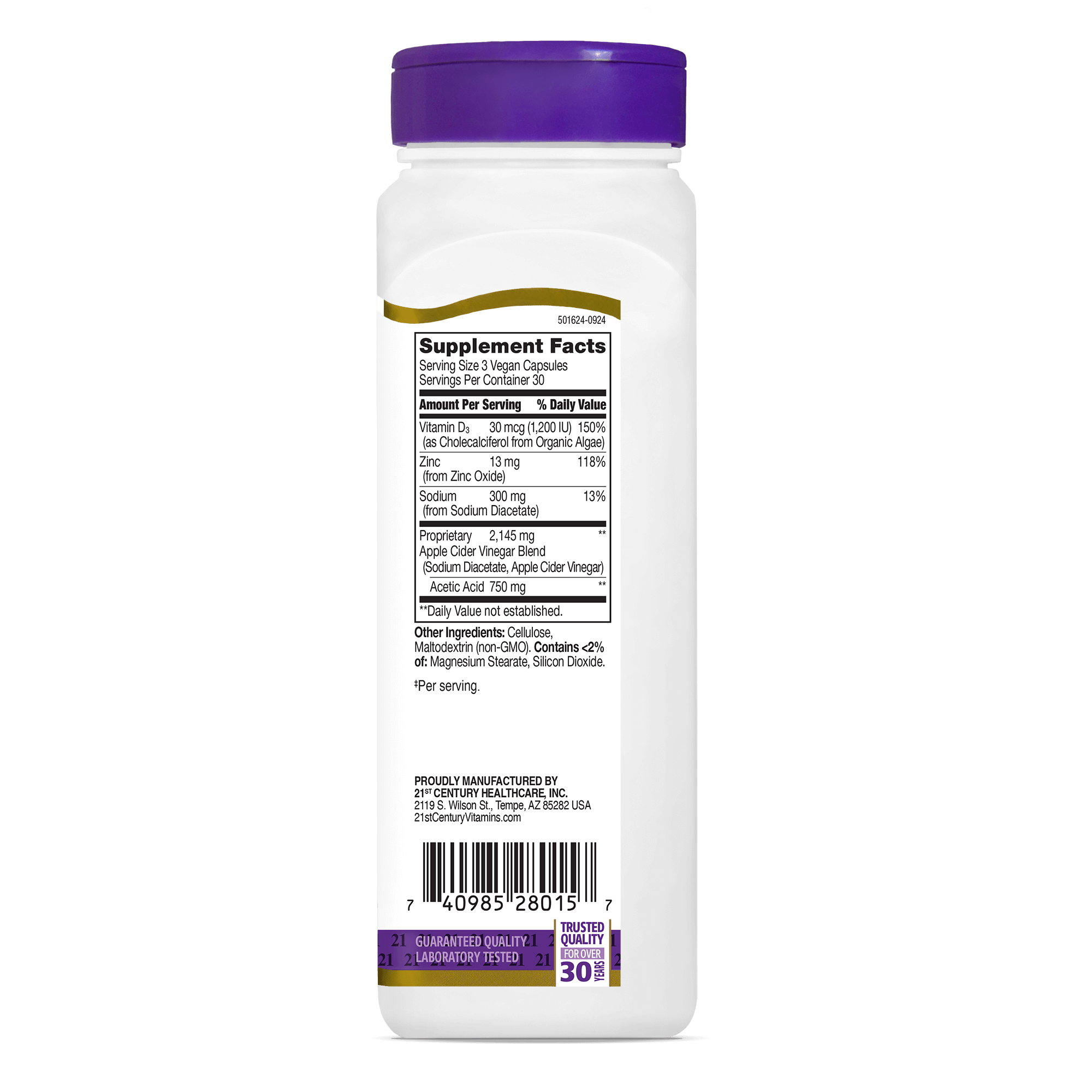 21st Century Healthcare Apple Cider Vinegar, 90 Count Capsules