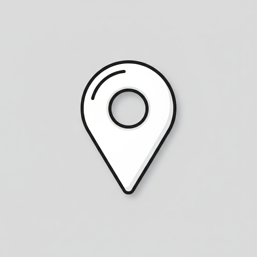 simple map pin white with black highlights