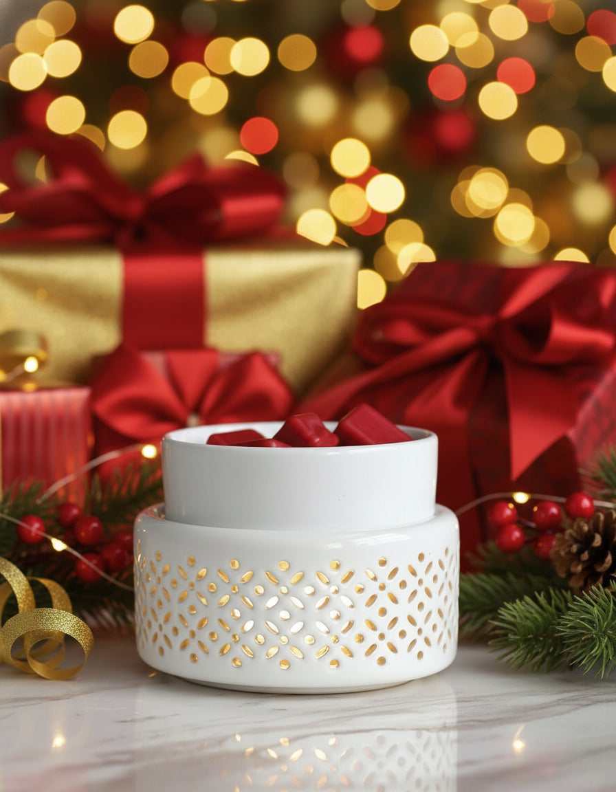 Ceramic Wax Melt Warmer + 3 ScentSationals Wax Melts Gift Set